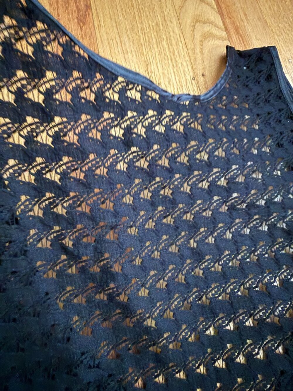 American Apparel Black Sheer Mesh Lace Swim Cover Up - Picture 5 of 8